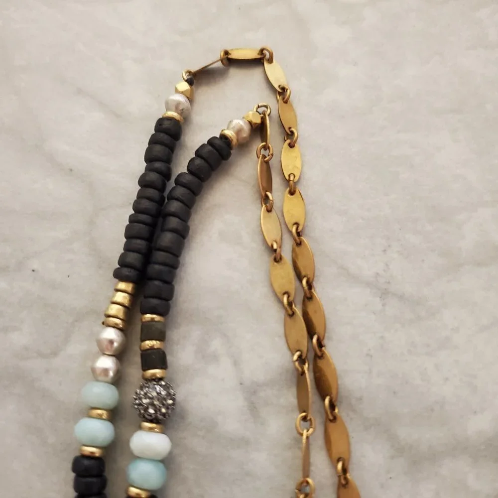 ✨ Stella and Dot Labradorite Artisan Druzy Beaded Stone Pave Rhinestone Pendant